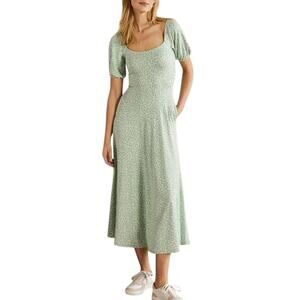 NWT Boden Milkmaid Ditsy Floral Jersey Maxi Dress 12P Green Boho Cottage Prairie